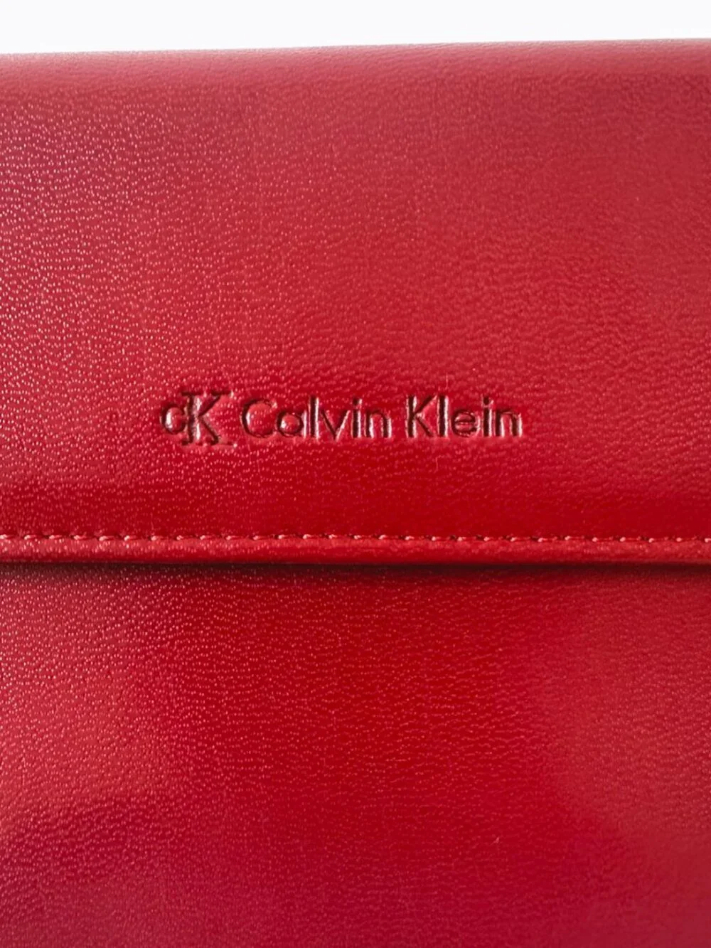 Vintage Calvin Klein Red Leather Continental Flap Wallet Made in Spain Rare Y2K